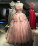 Pink Glitter Beading Elegant Long Tulle Ball Gown Evening Dress Graduation Dress HZ1023
