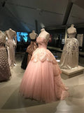 Pink Glitter Beading Elegant Long Tulle Ball Gown Evening Dress Graduation Dress HZ1023