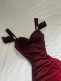 Burgundy Shiny Elegant Off Shoulder Ruffles Fashion Elegant Long Prom Dress Evening Gown Party Dress HZ1023