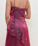 Burgundy Vintage Beaded Long Ball Gown Evening Dress Floor Length Party Dress with Scarf HZ1023