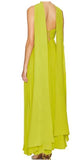 Yellow green fashion simple elegant tube top off shoulder long chiffon ball gown party dress evening dress with scarf Prom Dress HZ1023