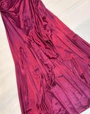 Purple Fashion Elegant Fairy Exquisite Beaded Suspender Long Satin Ruffle Ball Gown Evening Dress Birthday Party Dress Prom Dress HZ1023