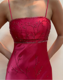 Pink Fashion Gradient Elegant Fairy Exquisite Beading Spaghetti Strap Long Satin Ball Gown Evening Dress Birthday Party Dress Prom Dress HZ1023