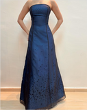 Blue Fashion Elegant Fairy Exquisite Stars Shiny Sequin Beading Spaghetti Straps Long Tulle Chiffon Satin Ball Gown Evening Dress Birthday Party Dress Prom Dress HZ1023