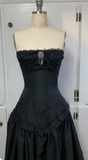 Black vintage fashion off the shoulder formal long satin formal prom dress evening gown HZ1023