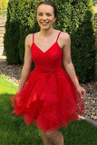 Princess Red A-line Ruffles Short Homecoming Dress HZ1023