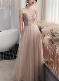 Charming Champagne Long Off Shoulder Prom Dress,Junior Prom Dress HZ1023