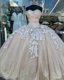 Pink sweetheart neck applique long prom dress evening gown quinceanera and formal dress HZ1023
