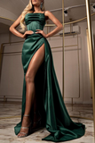 Dark Green Prom Dress Mermaid Split HZ1023