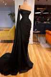 Black Mermaid Prom Dress Ruffles With Beads HZ1023