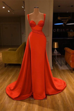 Red Long Slit Prom Dress Mermaid HZ1023