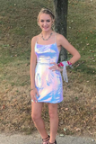 Tight White Sequins Short Homecoming Dress HZ1023