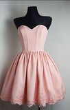 Short Pink Homecoming Dress, Strapless Sweetheart Prom Dress,Short Homecoming Dress, A-Line Open Back Graduation Dress,Cute Short Prom Dresses,Sweet 16 Cocktail Dresses,Homecoming Dress HZ1023