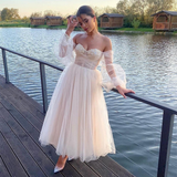 Light Champagne Tulle Wedding Gown,Elegant Vestido,Tulle Homecoming Dresses HZ1023