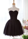 Cute Black Tulle Homecoming Dress, Little Black Formal Dress HZ1023