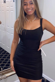 Tight Black Square Neck Short Homecoming Dress HZ1023