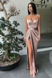 Spaghetti-Straps Mermaid Prom Dress Split HZ1023