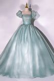 Green tulle long A line ball gown dress fashion dress HZ1023