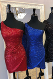 Sequins One Shoulder Bodycon Short Homecoming Dress HZ1023
