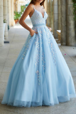 Elegant Glitter Floral Lace Spaghetti Straps Floor-Length Prom Dress HZ1023