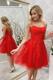 Red A-line Appliques Short Homecoming Dress HZ1023