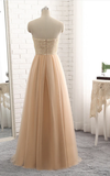 Beautiful Champagne Sweetheart Long Junior Prom Dress, Cute Long Dress HZ1023