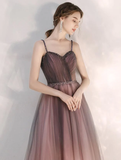 Beautiful Gradient Tulle Straps Sweetheart Long Party Dress, Long Junior Prom Dresses HZ1023