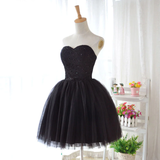 Cute Black Tulle Homecoming Dress, Little Black Formal Dress HZ1023