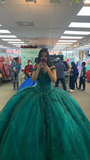 Off The Shoulder Ball Gown With Train Appliques Sweet 16 Dress Lace-up Back HZ1023
