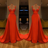 Red Long Slit Prom Dress Mermaid HZ1023