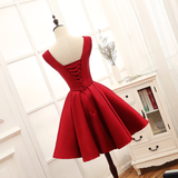 Adorable Red Satin Homecoming Dress , Short Party Dress HZ1023