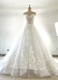 Beautiful Handmade Straps Lace Tulle Wedding Dress, Long Bridal Gown HZ1023