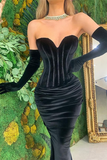 Black Sweetheart Mermaid Prom Dress Velvet HZ1023