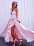 Spaghetti Straps Pink Prom Gown with Irregular Skirt,Prom Dress HZ1023