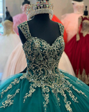 Green Sweetheart Quinceanera Dresses Beaded Appliques Tulle Sweet 16 Ball Gown HZ1023
