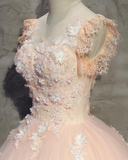 Eelgant Pink Round Neckline Prom Dress, Pink Sweet 16 Dresses HZ1023
