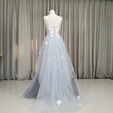 Fashionable Grey Tulle Sweetheart Straps Long Party Dress, Sweet 16 Dress HZ1023