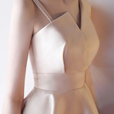 Cute Satin One Shoulder Knee Length Party Dress, A-Line Homecoming Dress HZ1023