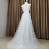 Beautiful Light Grey Tulle Long Party Dress, Light Grey Evening Gown HZ1023