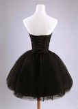 Beautiful Black Short Lace And Tulle Homecoming Dress, Sweetheart Short Prom Dress HZ1023
