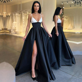 Black and White Spaghetti-Straps Prom Dress HZ1023