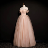 Pink Tulle Princess Beaded And Lace Long Formal Dress, Pink Party Dress Evening Dress HZ1023