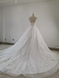 Beautiful Handmade Straps Lace Tulle Wedding Dress, Long Bridal Gown HZ1023