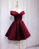 Short Satin Off Shoulder Homecoming Dress For Prom HZ1023
