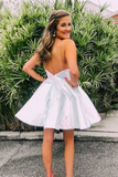 A-line Shiny White Sequins Short Homecoming Dress HZ1023