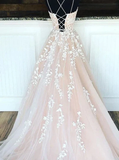 Tulle Long Prom Dresses with Appliques and Beading,Winter Formal Dresses HZ1023