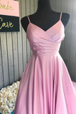 Elegant Pleated A-Line Pink Customized Floor-length Long Prom Dress HZ1023