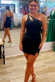 Royal Blue Beaded Keyhole Tight Homecoming Dress HZ1023