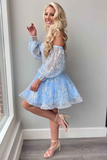 A-Line Ivory Sweetheart Puff Sleeve Short Party Dress HZ1023