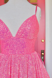 Pink Sequin Empire Long Prom Dress HZ1023